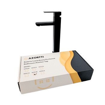 Bateria Umywalkowa Wysoka Czarna Azortti AZT119(B) pudełko i bateria